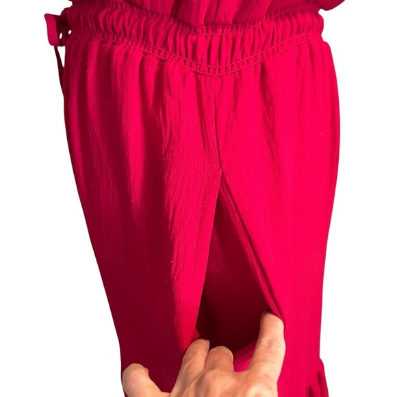 MAX STUDIO ONE SHOULDER TIRED MAXI DRESS POCKETS IN COLOR CERISE Sz MEDIUM NEW - Picture 5 of 9